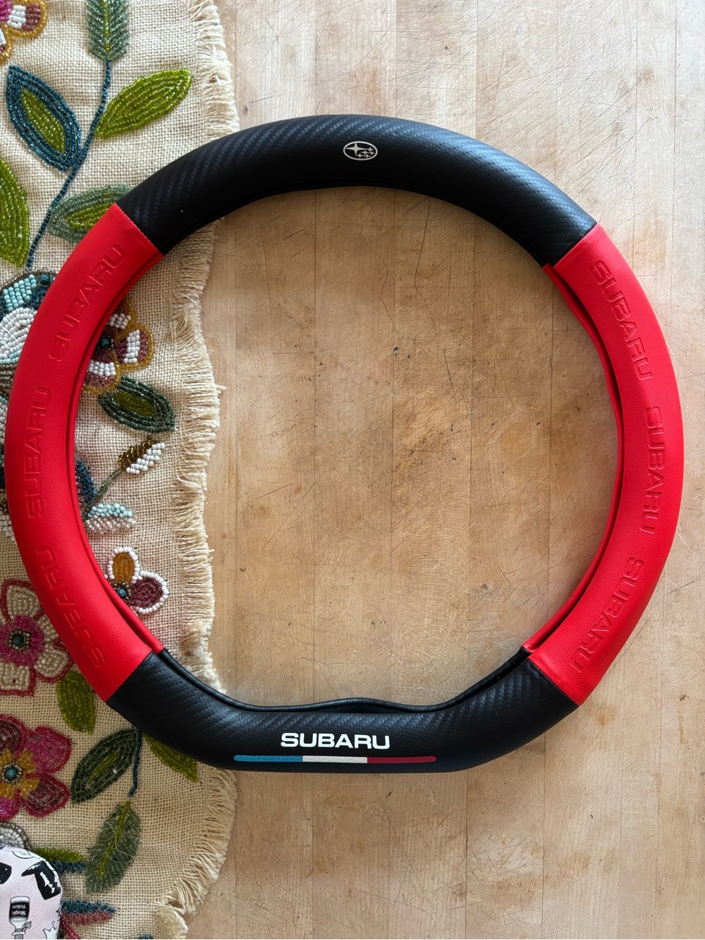 WRX AFTERMARKET Subaru Red & Black Steering Wheel Cover